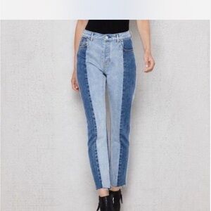 PacSun Two-Tone Mom High Waisted Jeans Dark Blue
